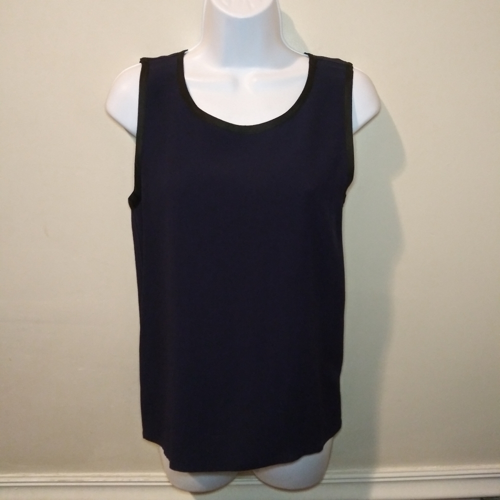 Vintage 1980's Saint Laurent Black Cropped Tuxedo Jacket & Navy Camisole Top - Picture 6 of 14